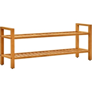 vidaXL Поставка за обувки с 2 рафта, 100x27x40 см, дъбов масив (331748)
