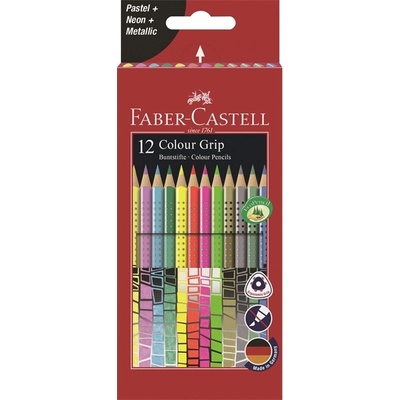 Faber-Castell Grip Комплект от 12 неонови/пастелни/метални цветни молива FC201569 (FC201569)