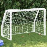 vidaXL Детски футболни врати, 2 бр, с топка, бели, 64x35x48 см, метал (4008436)