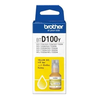 BROTHER БУТИЛКА МАСТИЛО ЗА BROTHER MFC-T930DW/DCP-T830DW/DCP-T730DW/DCP-T530DW/DCP-T430W/DCP-T230 - Ink Bottle - Yellow - PN BTD100Y (BT-D100Y) (201BRABTD100Y)
