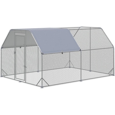 Aga Klecový výběh s plachtou pro slepice Kompletní ochrana 2,8x3,8x1,95 m šedá pozinkovaná ocel STK21275