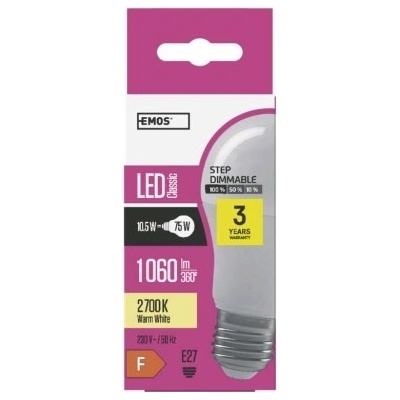 Emos Lighting LED žárovka Classic A60 10,5W E27 teplá bílá, stmívatelná ZL 206