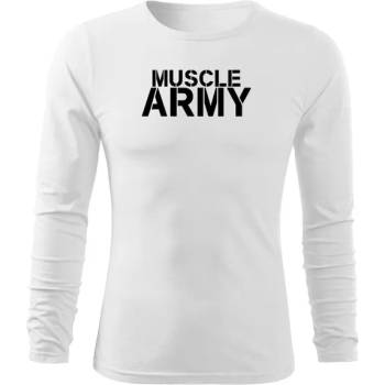 DRAGOWA FIT-T Тениска с дълъг ръкав Muscle Army, бяла, 160 г/м2 (5660)