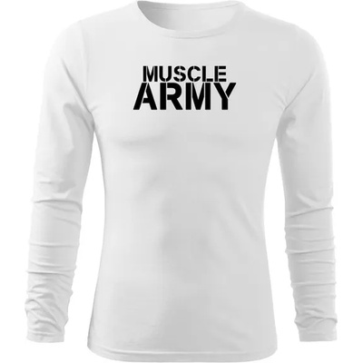 DRAGOWA FIT-T Тениска с дълъг ръкав Muscle Army, бяла, 160 г/м2 (5660)