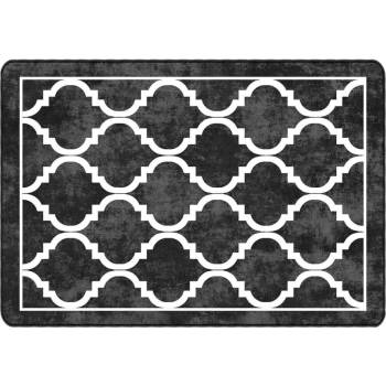 Перящ се килим, черно и бяло, 160x230 см, противоплъзгащ