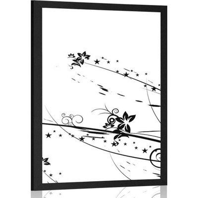 Plakát s motivem květin - 60x90 black