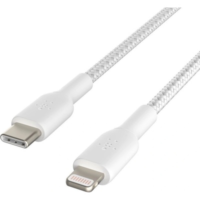 Belkin CAA004bt1MWH oplétaný USB-C - Lightning, 1m, bílý