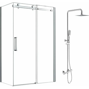 Fluminia Комплект душ кабина Mediterraneo Paloma сива 120x90 см и душ колона OMNIRES Y хром (paloma12090+Y1244X-6/KCR)