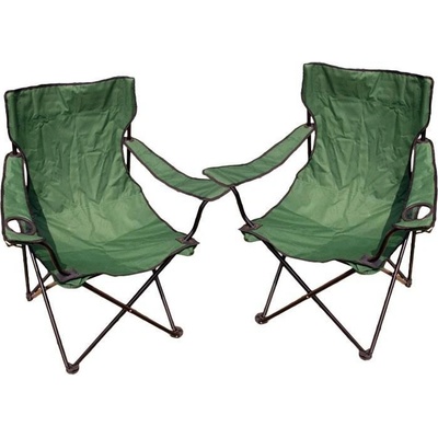Divero 27858 Kempingová sada - 2x skládací židle s držákem - zelená