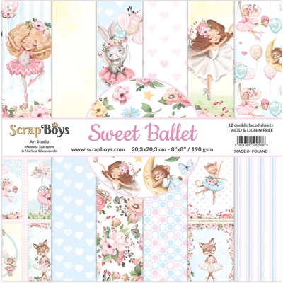 Obojstranné papiere "Sweet ballet" na scrapbook 20,3x20,3 cm, 12 ks