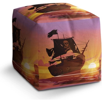 Sablio Taburet Cube Pirátská loď při západu slunce: 40x40x40 cm