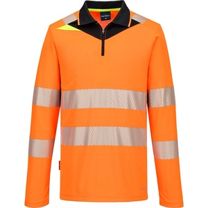 Portwest hi-vis dx4 dx419 / Мъжка светлоотразителна поло тениска с дълъг ръкав - hv оранжево/черно m (dx419obrm)