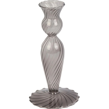 PT LIVING Свещник от сиво стъкло, височина 17 cm Swirl - PT LIVING (PT3729BK)