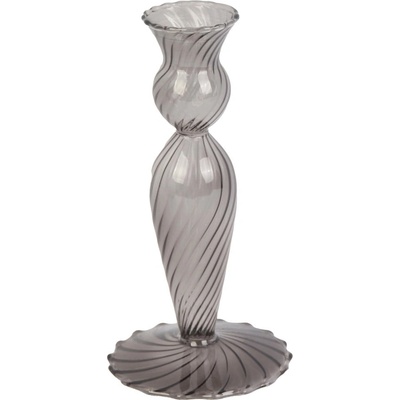 PT LIVING Свещник от сиво стъкло, височина 17 cm Swirl - PT LIVING (PT3729BK)