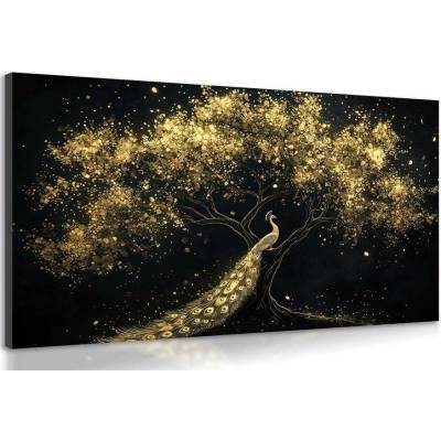 Obraz zlatý páv na stromě - 40x30