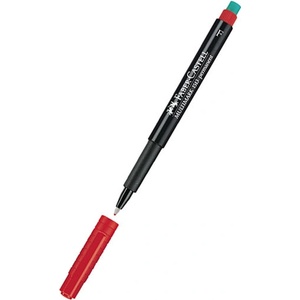  Перманентен тънкописец Faber-Castell OHP F Черве (1602006-07-1005210224)