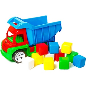 Bamsic ДЕТСКИ КАМИОН САМОСВАЛ С КУБЧЕТА 40 СМ 3 ЦВЯТА - armtoys