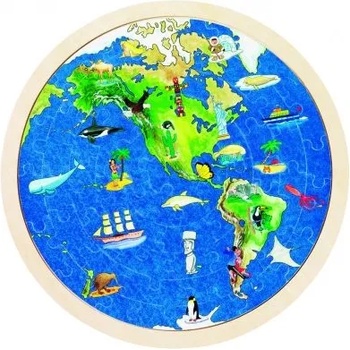 Image 1 of Goki - Двулицев кръгъл дървен пъзел - Глобус (57666)