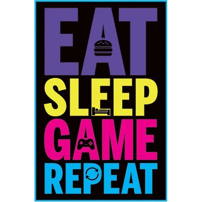 Plagát, Obraz - Eat, Sleep, Game, Repeat - Gaming, (61 x 91,5 cm)