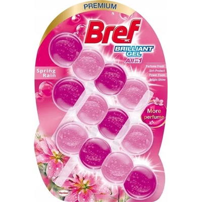 Bref Brilliant Gel All in 1 Spring Rain WC blok s vôňou jarného dažďa 3 x 42 g