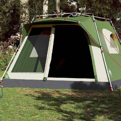 vidaXL Семейна палатка, кабинна, 7-местна, зелена, бързо освобождаване (4004216)