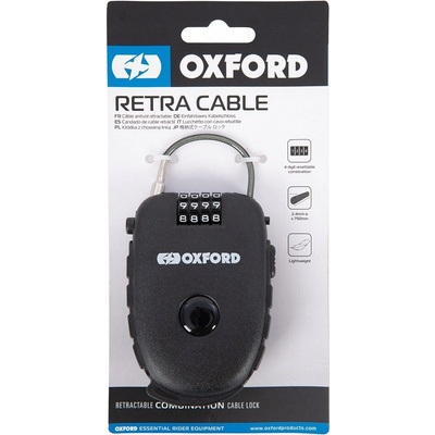 Oxford RETRACTABLE COMBINATION LOCK 0 75 m hr. 2 4 mm čierny