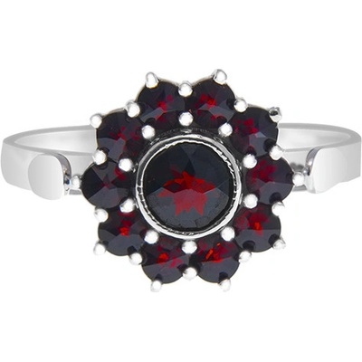 Český granát prsten stříbrný 120019