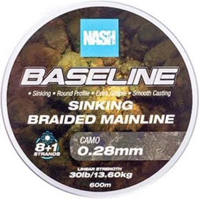 NASH Pletená šňůra Baseline Sinking Braid Camo 600m 0,24mm 11,33kg