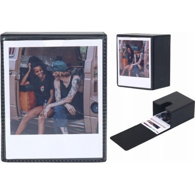 LoveInstant Pouzdro/box na 100 fotografií pro Fuji Instax Wide 400 Sq Polaroid 600 Now / černé / s okénkem
