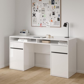 Бюро Function Plus с 2 врати и 2 чекмеджета Бял гланц