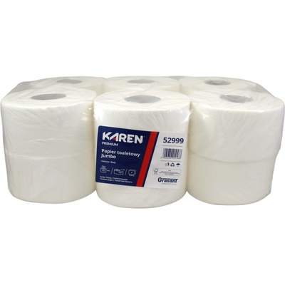 Toaletný papier KAREN JUMBO Ø 19 cm, 2 vrst., 120 m, 100 % celulóza - 12 ks