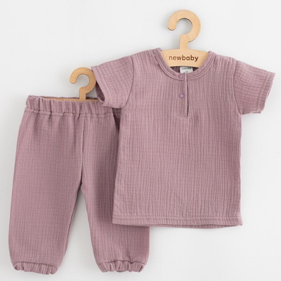 New Baby Kojenecká mušelínová súprava tričko a nohavice lavender