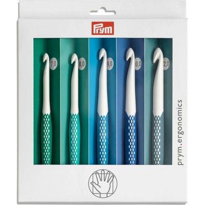 PRYM Háčky na háčkování ergonomické plastové PRYM ERGO, sada 5 velikostí (7/8/9/10/12 mm)
