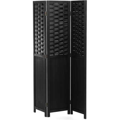 Autronic Drevený paraván 3-dielny EF-L145 čierna 171 x 121 cm