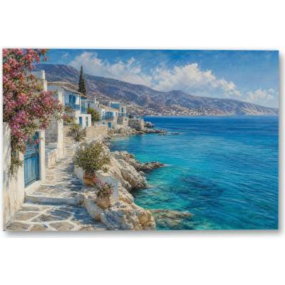 Plakát – Pobřežní cesta u bílých domů Bez rámu Ano Bez rámu 135 × 90 cm