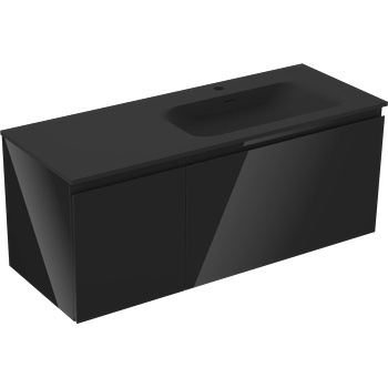 Mexen Orio шкаф за баня 120 см с мивка Vela дясна, 1S, 1D, черен гланц/черен мат - 91A13-12047-3-BBFF70-W23P71 (91A13-12047-3-BBFF70-W23P71)