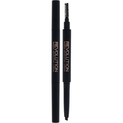 Makeup Revolution London Duo Brow Definer прецизен молив за вежди с четка 0.15 гр цвят кафява, естествено руса