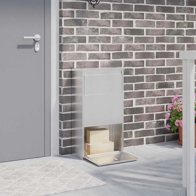 vidaXL Пощенска кутия за пратки с врата Сребрист 44 x 22 x 82 см (874923)