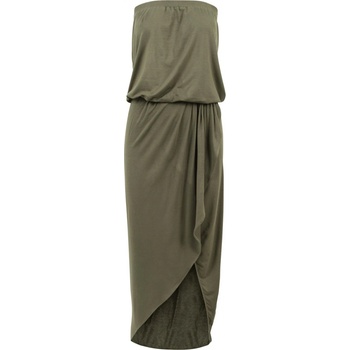 šaty URBAN CLASSICS Ladies Viscose Bandeau Dress olivové