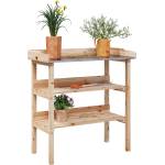 vidaXL Маса за разсаждане с рафтове 78x38x82, 5 см масивна ела (156352)