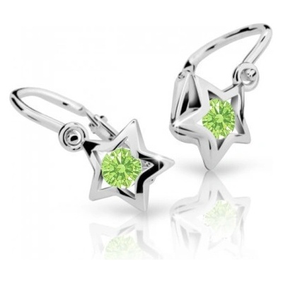 Cutie Jewellery detské zlaté náušnice hviezdičky C1942B-Peridot Green