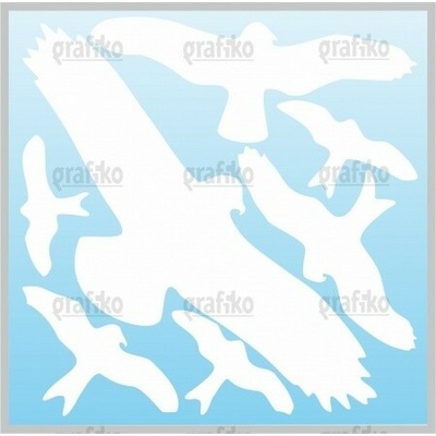 Grafiko | Siluety ptáků aršík 7 ks - BÍLÁ 500x500 mm