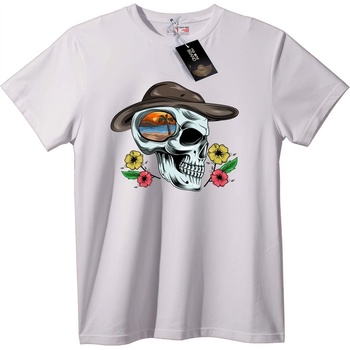 NOONEBRAND Тениска Плажен Череп с Цветя - XS, White