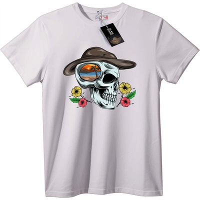 NOONEBRAND Тениска Плажен Череп с Цветя - XS, White