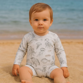 Swim Essentials : Цял бански костюм с ръкав и къдрички "Sea Life (SWE-2024SE1603)