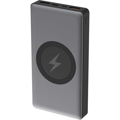 Platinet Power Bank 10000 mAh Dual Input Wireless Qi Charging - външна батерия с два USB и USB-C изходи и безжично зареждане (сребрист)