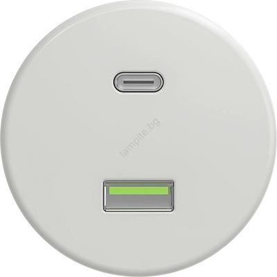 Kliklap - Ретро бяла керамична USB розетка A+C без рамка (KA0067)
