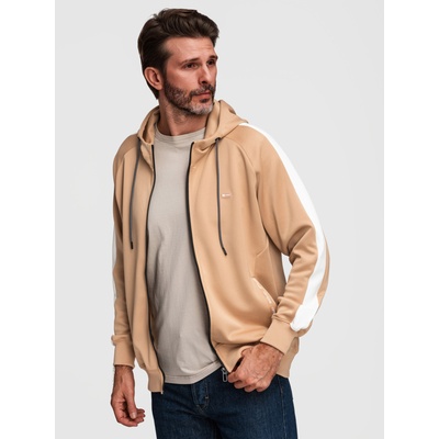 Ombre Clothing Мъжко суитшърт с качулка без бутони и кант - бежово V4 B1717 Ombre Clothing Ombre Clothing | Bezhov | МЪЖЕ | M
