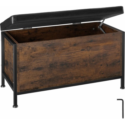 tectake 404638 sedací s polstrováním calico 81,5 x 41,5 x 50,5 cm Industrial tmavé dřevo – Zboží Dáma