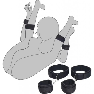 SuperLove Wrist & Thigh BDSM Bondage Cuffs Black